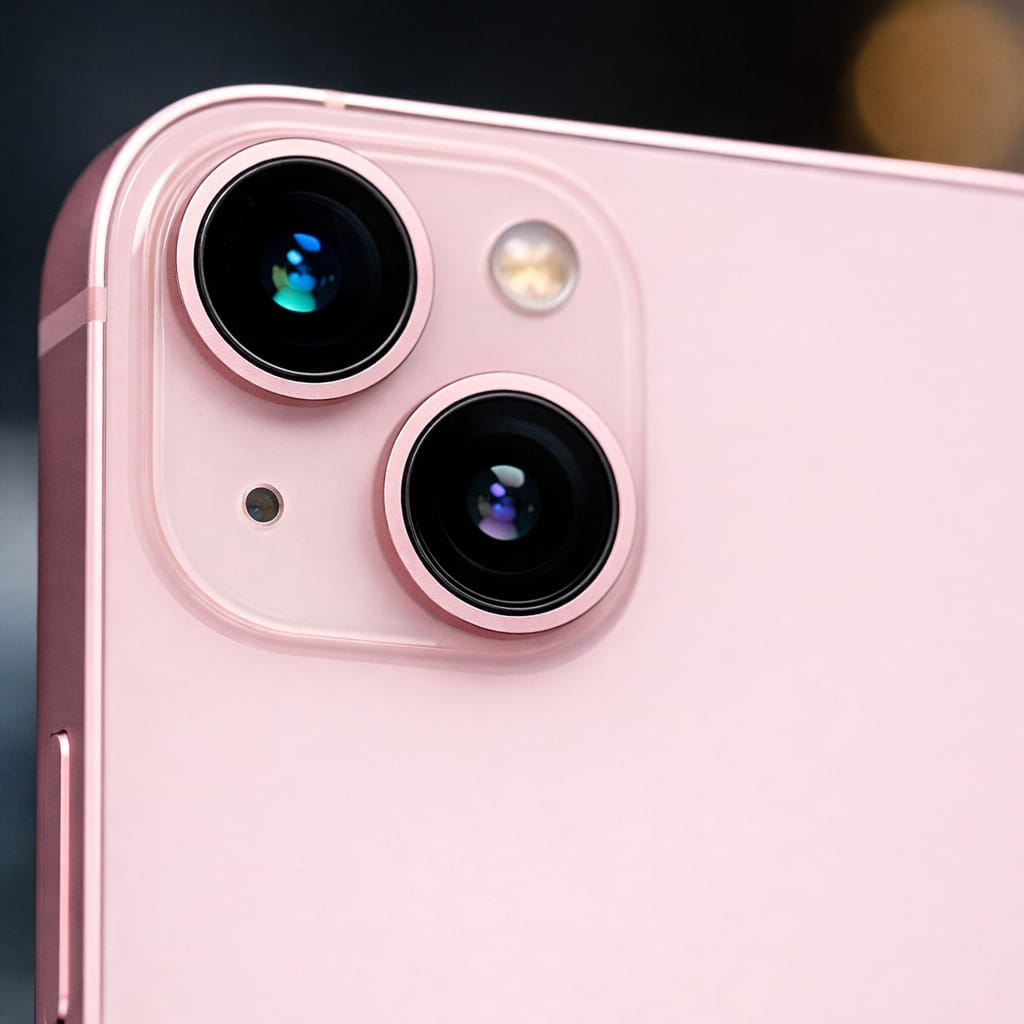 iPhone 13 dual 12MP camera closeup showing lens and Night Mode feature